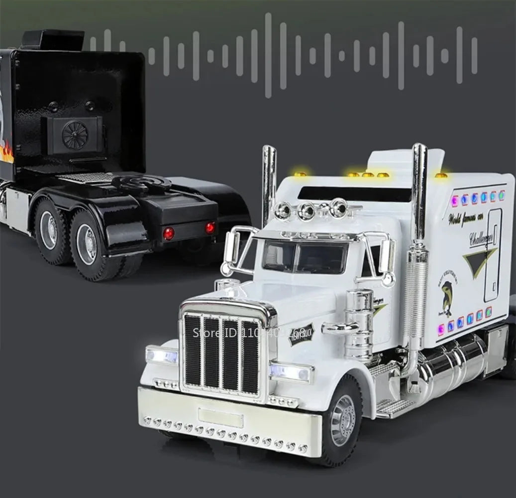 1:24 PETERBILT 389 Truck Toy Walking Tractor Car Model Alloy Die-cast Sound Light Vehicle Models Interior Decoration Present
