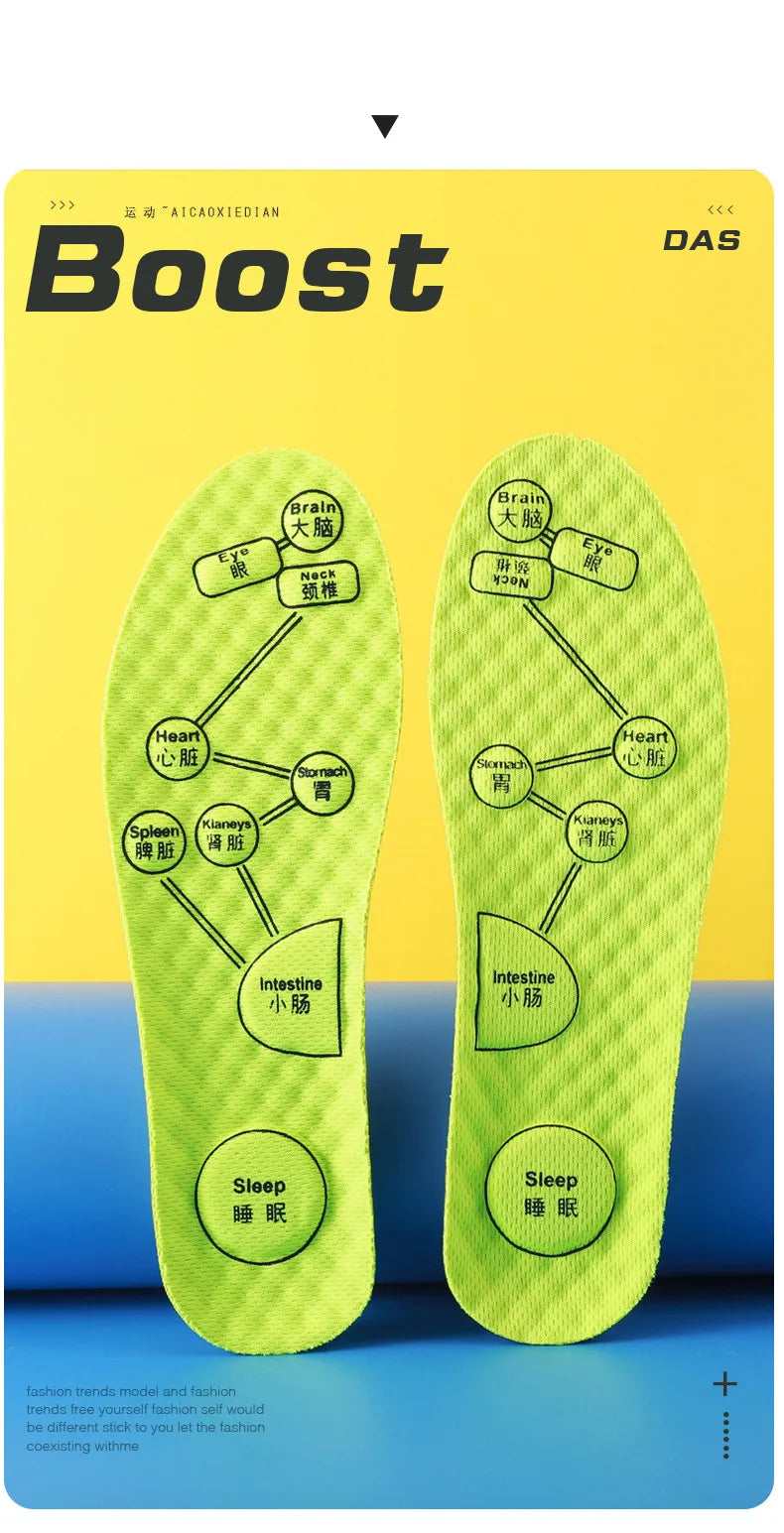 Acupressure on Foot Insoles For Shoes Breathable Deodorant Sport Insoles for Medical Man Women Comfortable Running Shoe Sole