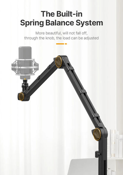 Desktop Microphone Boom Arm Stand Extend 1/4'' 3/8'' 5/8'' Screw 90° Hover Bracket for DSLR GoPro Smartphone