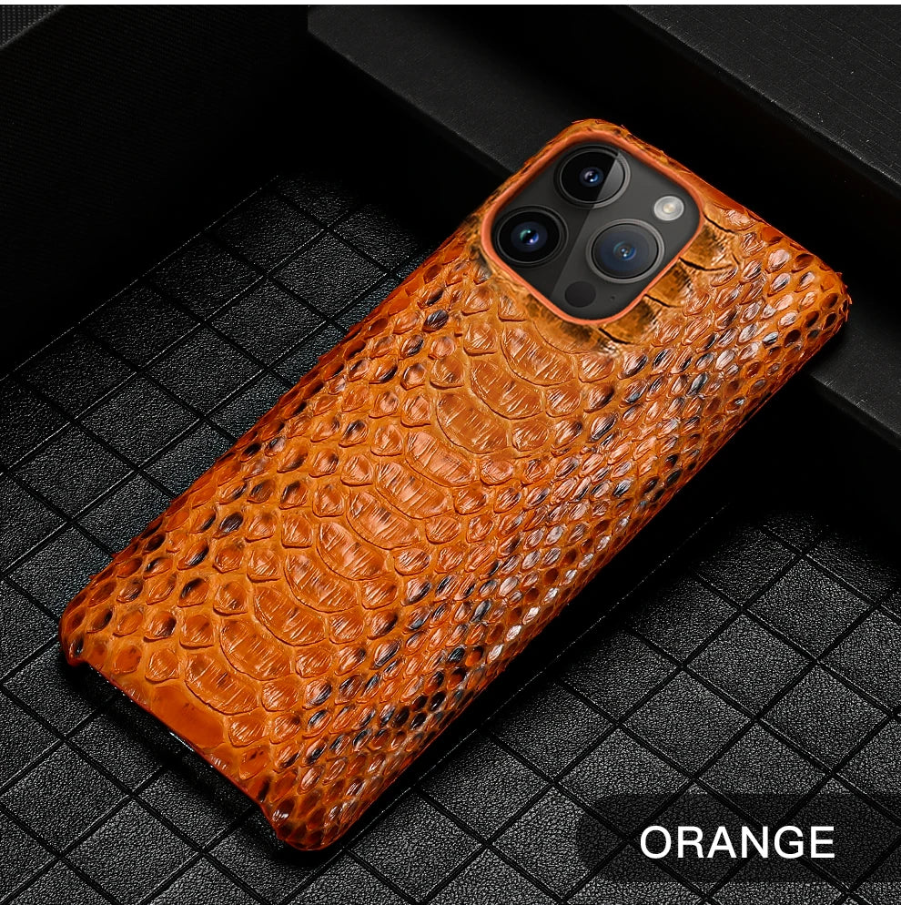 100% Genuine Python Leather Phone Cover Case For iPhone 16 15 14 Pro Max Plus 15Pro 14Pro 16Pro 16Plus Max Luxury