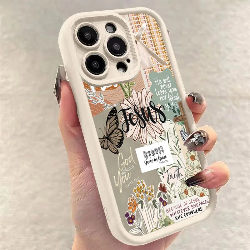 Jesus Collage Pattern Thick Shockproof Phone Case For iPhone 17 16 Pro Max Air 16E 15 14 Cover
