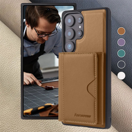 Luxury 2-in-1 Magnetic MagSafe Wallet Case for Samsung Galaxy S26 / S25 / S24 / S22 Plus / Note 20 Ultra – PU Leather Card Holder Kickstand Cover