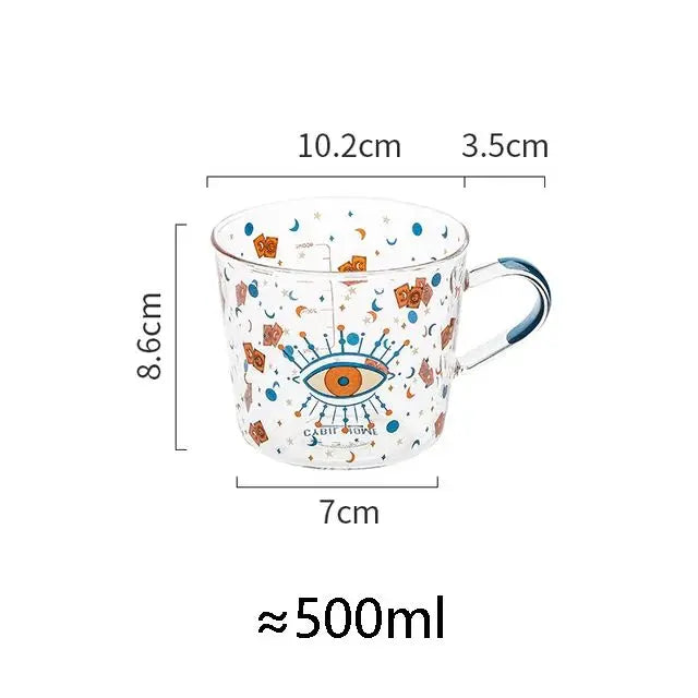 500ml Creative Glass Scale Handgrip Mug Breakfast Milk Coffee Couple Mug Home Tumbler Water Drinkware Fruit Juice Cups