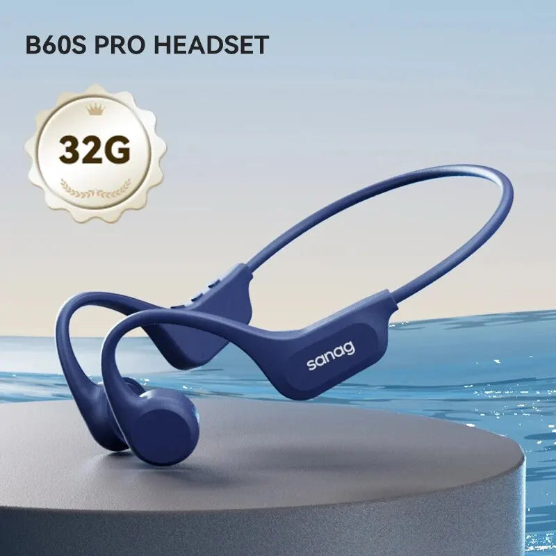 B60S Bone Conduction Earphones 64GB MP3 Wireless Open Headset IPX8 Swimming Waterproof Flash-sale Choice Headphones