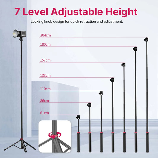 Portable Universal Tripod Aluminum Alloy Camera & Fill Light Holder Lightweight Extendable