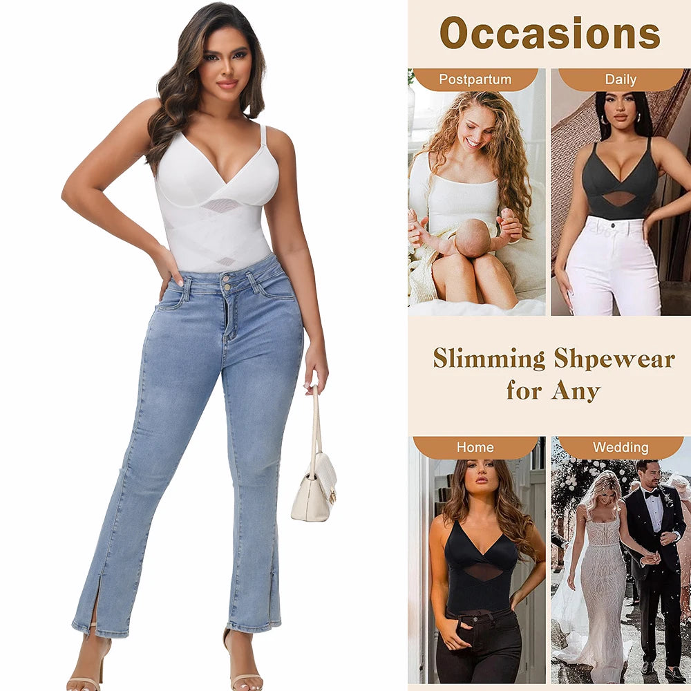 Women Tummy Control Bodysuit Shapewear with Built-in Bra & Butt Lifter