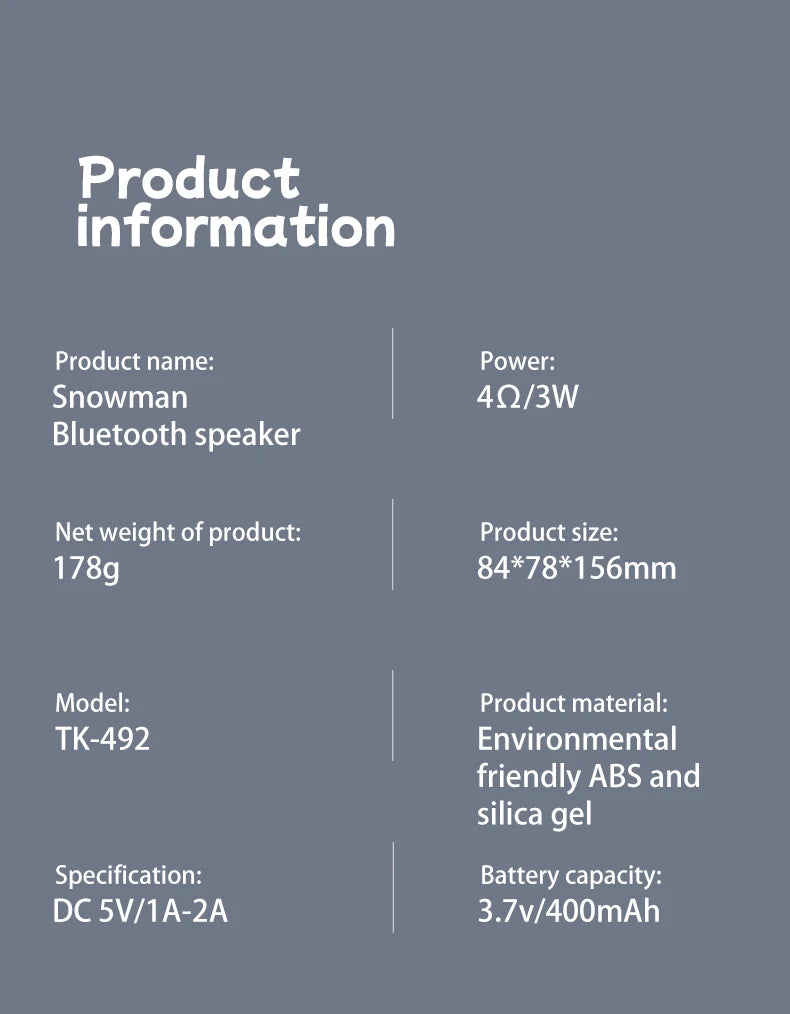 Outdoor Home Restaurant Snowman Atmosphere Night Light Christmas Decoration with Bluetooth V5.3 Speaker