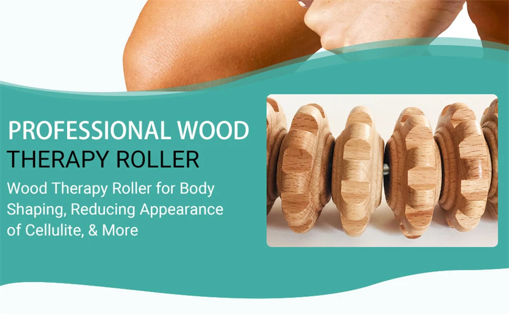 Curved Wood Roller for Stomach Cellulite,Wooden Therapy Massage Tool for Body Shaping,Wood Massager Stick for Lymphatic Drainage