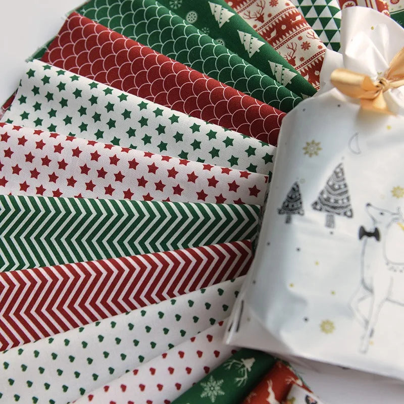 Pure Cotton Digital Printing Christmas Flower 60SManual DIY Decorate Fabric Pillow Clothes Christmas Theme Autumn and Winter New