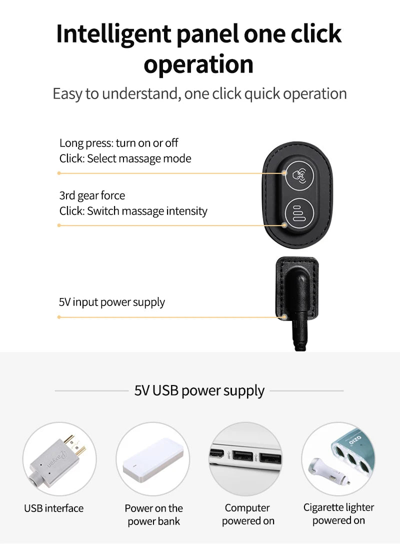 Car Lumbar Support Electric Massage Headrest Neck Pillow Car Massage Pillows Comfortable Waist Cushion Relieve Driver Fatigue