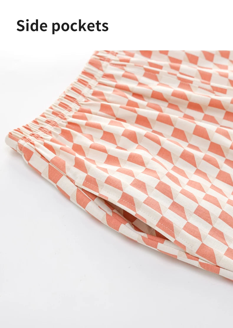 Women’s Winter 100% Cotton Pajama Set – Loose Fit, Turn-Down Collar, Long Sleeves, Cute Pink