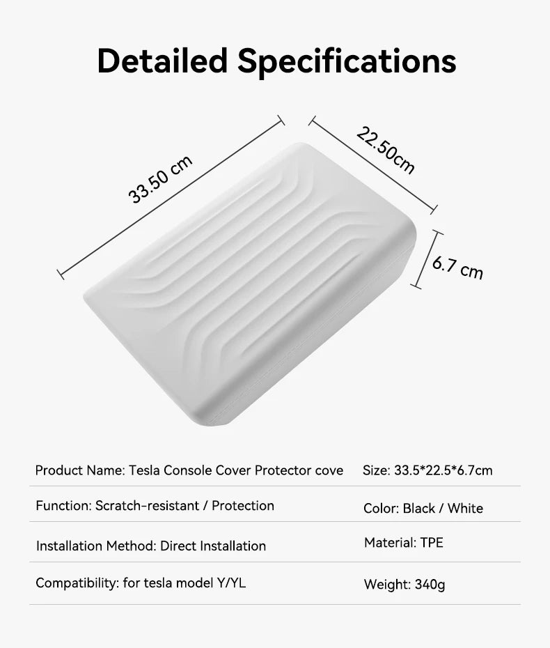 TPE Armrest Cover for Tesla Model Y Juniper Model YL and Model 3 Highland Center Console Protector