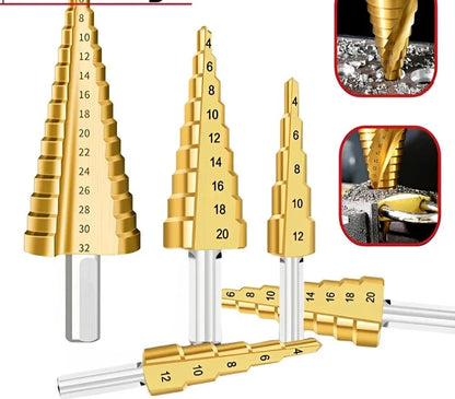 4-12 4-20 4-32 MM HSS Titanium Coated Step Drill Bit Drilling Power Tools for Metal High Speed Steel Wood Hole Cutter Cone Drill