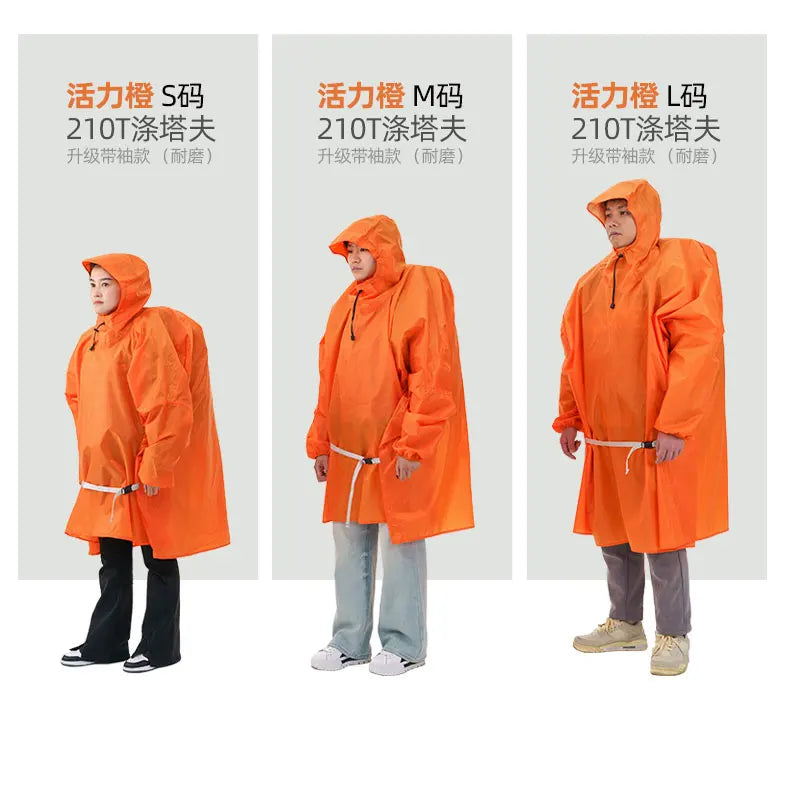 Ultralight Waterproof Nylon Rain Poncho for Hiking Cycling and Camping