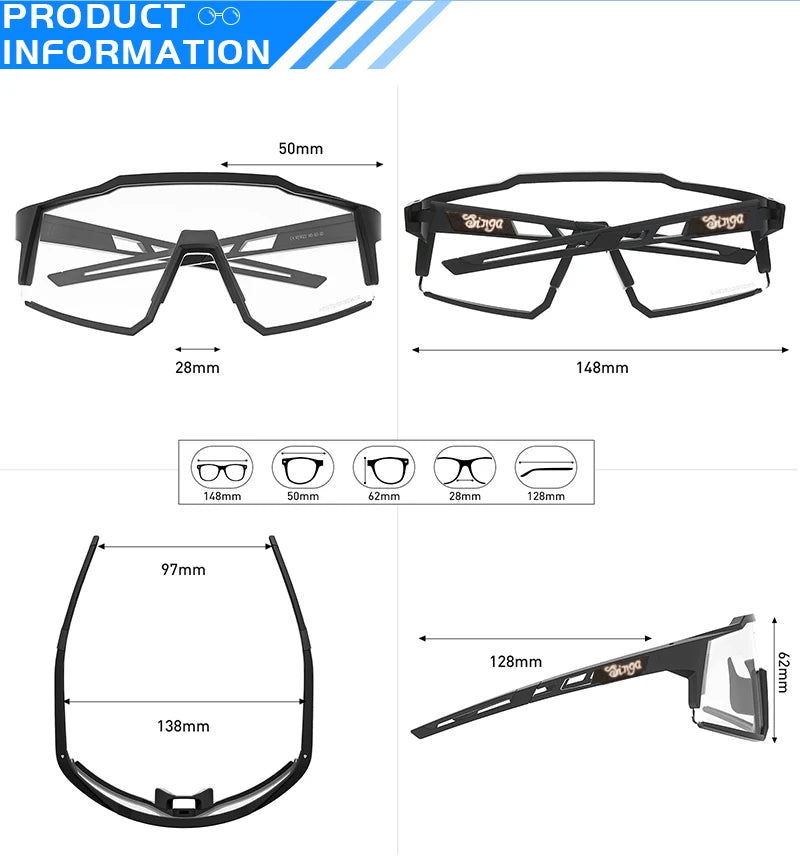 Photochromic Sports Bicycle Sunglasses UV400 Cycling Eyewear