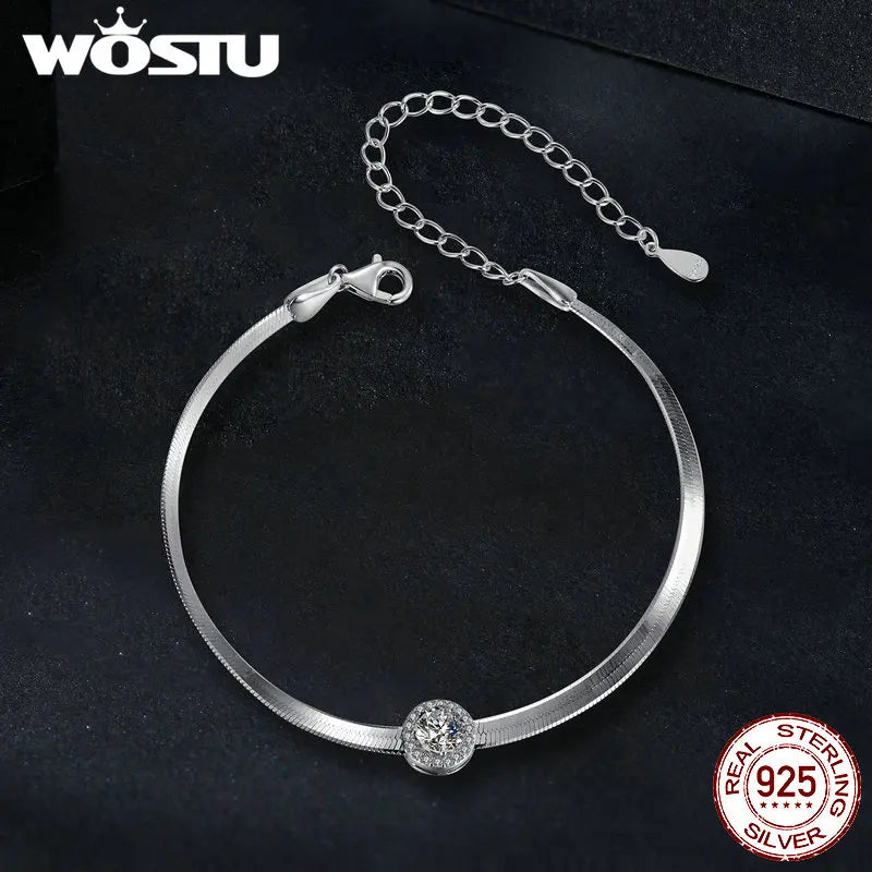 0.5CT Sparkling Moissanite 4MM Snake Chain Bracelet Women 925 Sterling Silver Lab Diamond moissanite