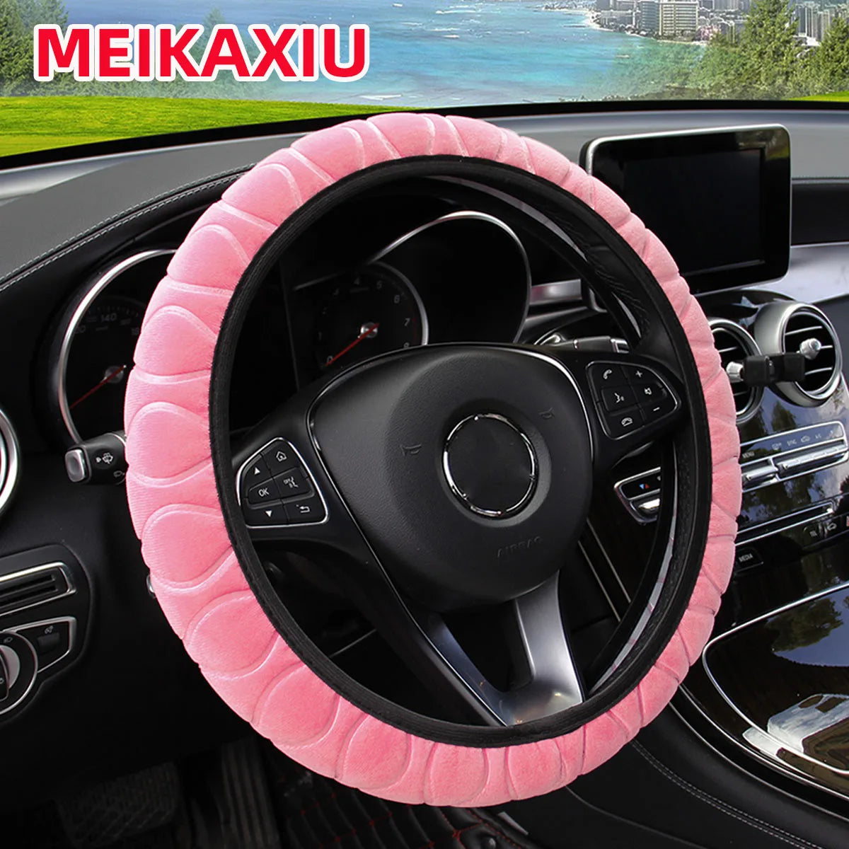 Soft Plush Pressed Flower Car Steering Wheel Cover 37CM 38CM