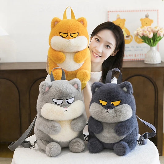 Kawaii Cat Plush Backpack Soft Stuffed Doll
