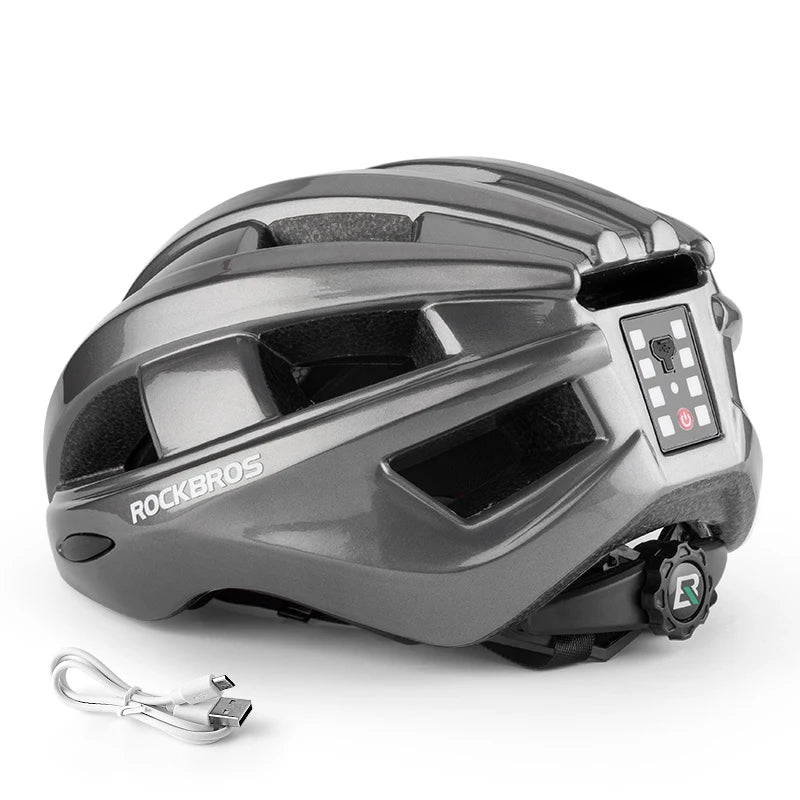 Bicycle Light Helmet MTB Road USB Warning Rear Light Cycling Helmet EPS PC Intergrally-molded Bike Helmet
