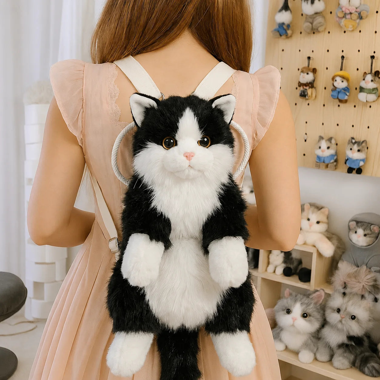 Cute Cat Plush Backpack Soft Shoulder Bag