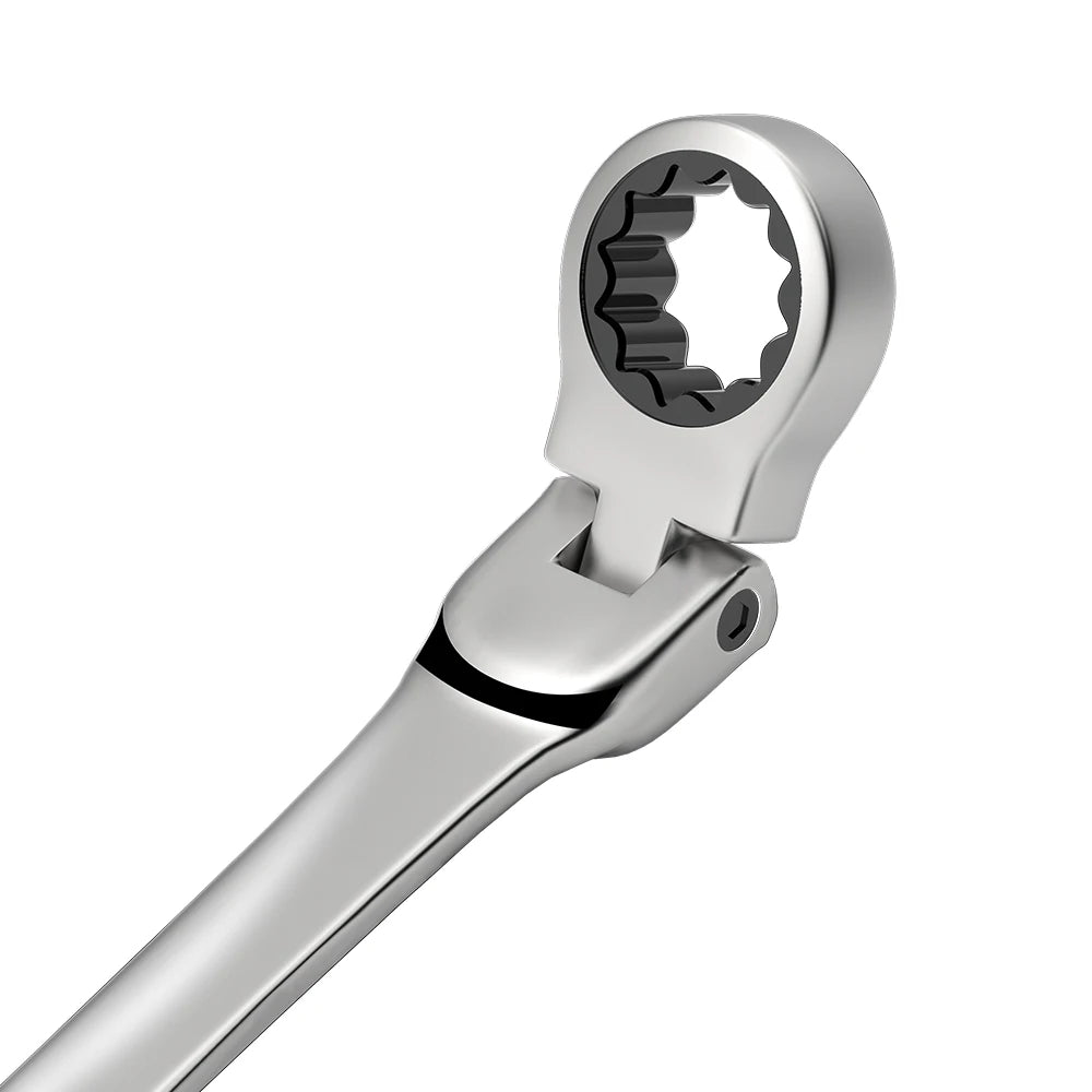 Metric Ratchet Spanner Wrench Set 8–22mm Flex Head 72-Tooth Gear Ring Combination Wrench Kit with Canvas Storage Bag