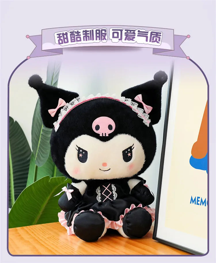 Hot Kawaii 60cm Dark Uniform Kuromi Plush Toy Cartoon Anime Sanrio Stuffed Doll Cute Kuromi Pillow for Kids Birthday Xmas Gift