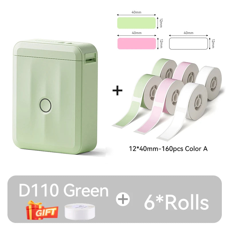 D110 Mini Thermal Label Printer, Bluetooth Portable Pocket Sticker Maker 12–15mm Inkless Label Printer for Home Organization