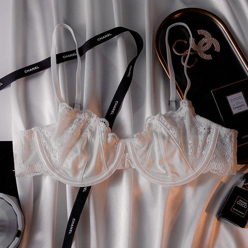 Womens Lace Half Cup Underwire Push Up Bra Set