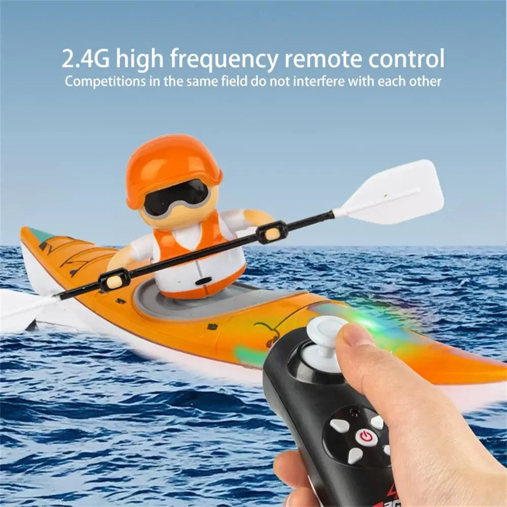 Rc Boat Kayak Racing Ship 2.4G Remote Control Rowing Boat Paddling Water Competition Games Summer Outdoor Toy for Boys Gift