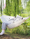 Super Comfortable Canvas Hammock Chair Durable Indoor/Outdoor Swing Seat for Garden, Patio, Camping, Home Leisure