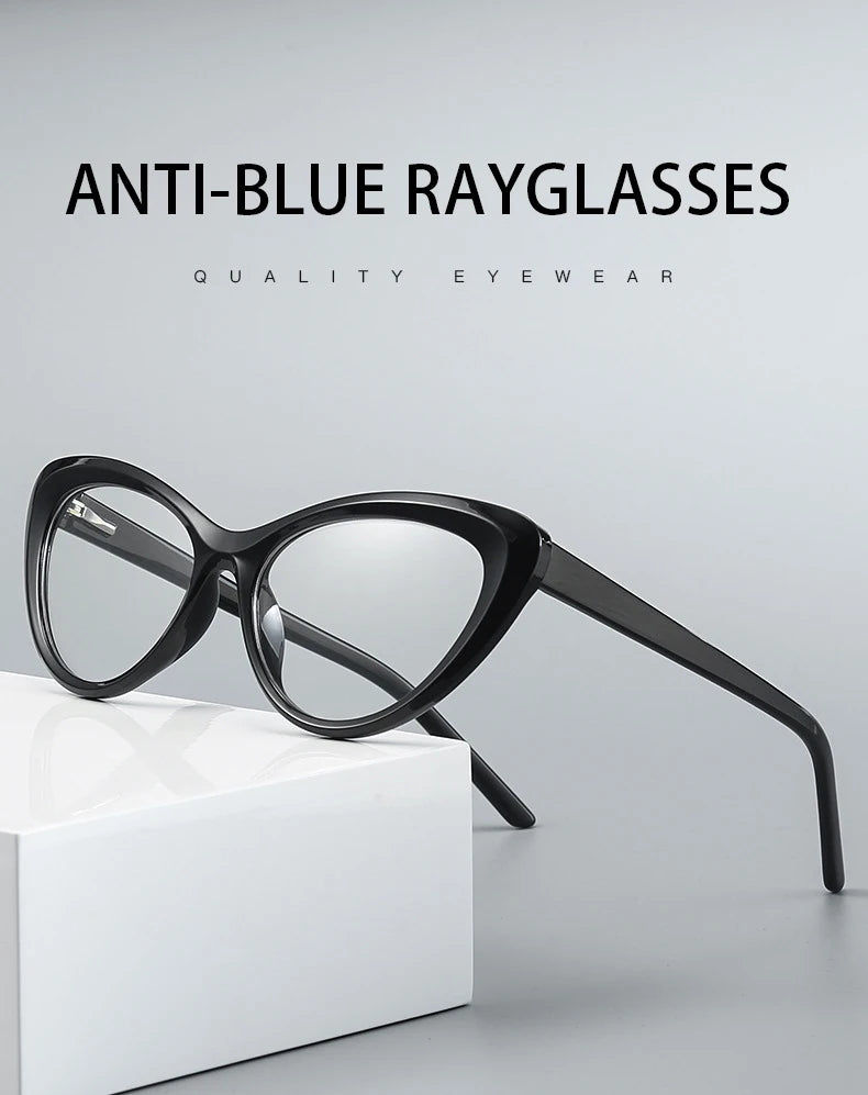 HONGMEI Women's  Cat's Eye Fashion Eyeglasses Frames Anti-Blue Light Reading Glasses Customizable Myopia Hyperopia Myopia