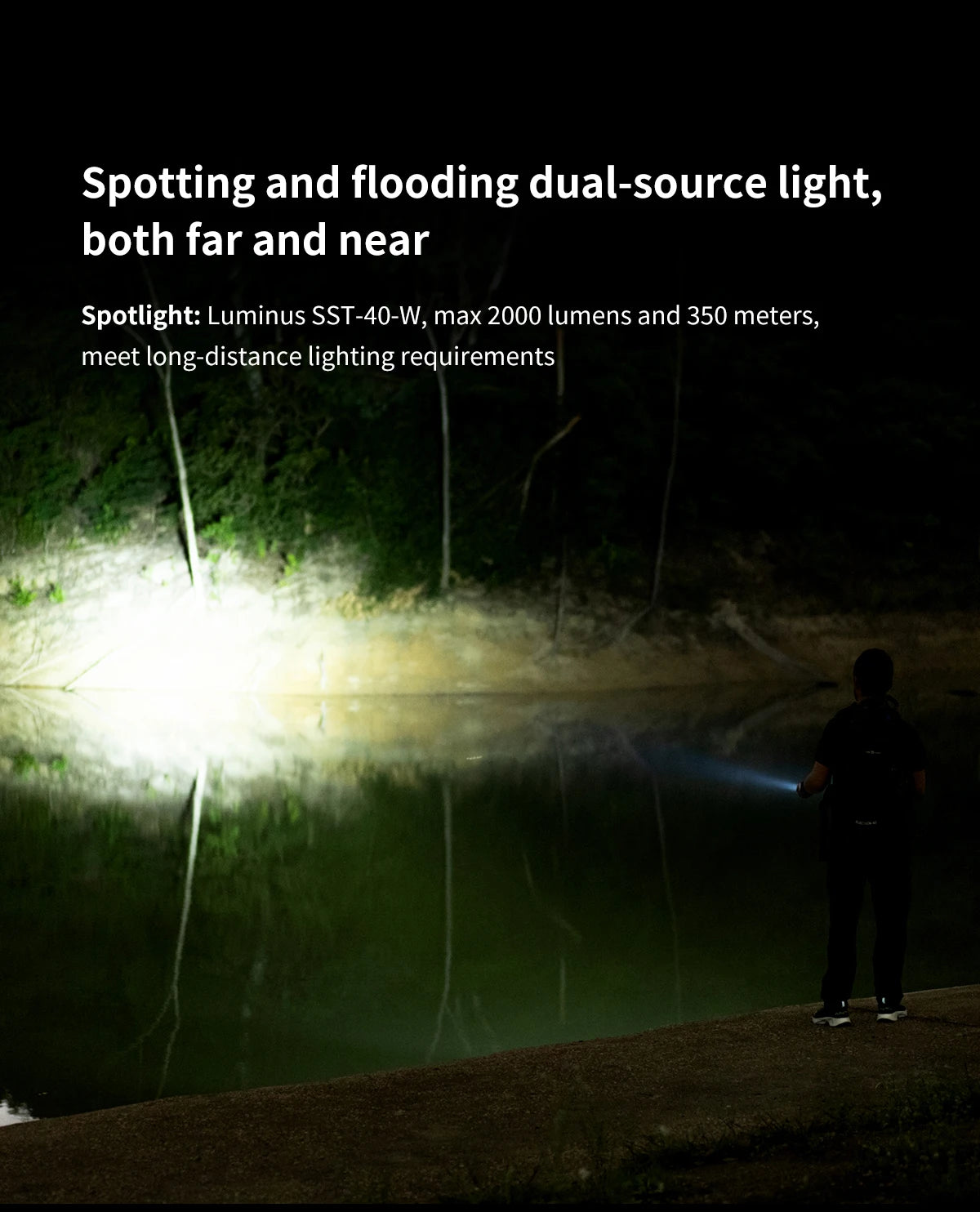 2000 Lumen Rechargeable Swivel Head Dual Beam LED Flashlight With Magnetic Tail