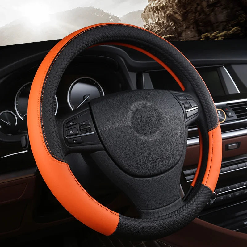 Universal Microfiber Leather Car Steering Wheel Cover 37CM 38CM