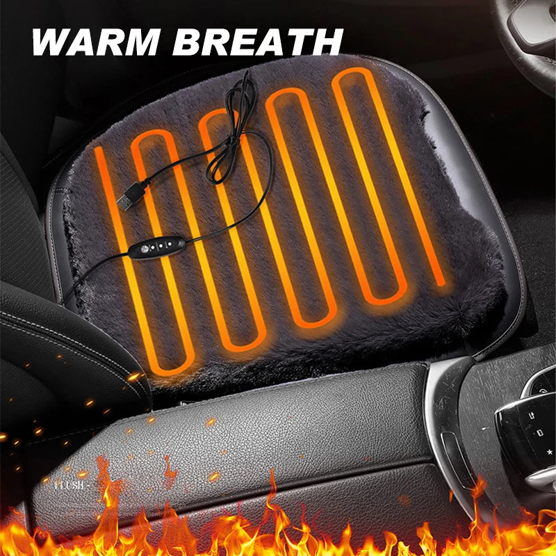 Heated Car Seat Cover USB 30' Fast Car Seat Heater Warm Plush Comfortable Heating Hot Car Seat Cushion Seat Heating Cover Pads