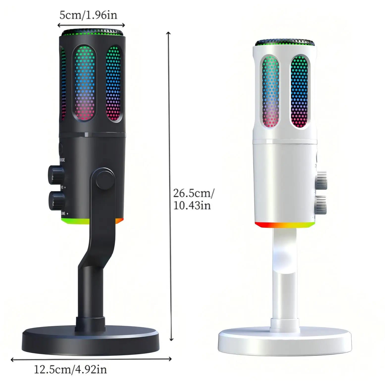 USB condenser microphone with RGB light, DSPnoise reduction, independent monitoring, used for media recording and live streaming