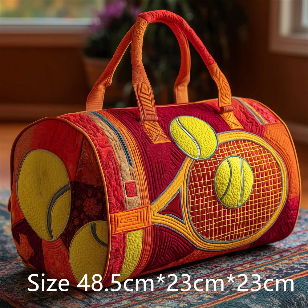Tennis Racket 3D Printed Quilted Duffel Bag Large Capacity Sports Travel Gym Bag Fashion Weekender Overnight Bag for Men Women