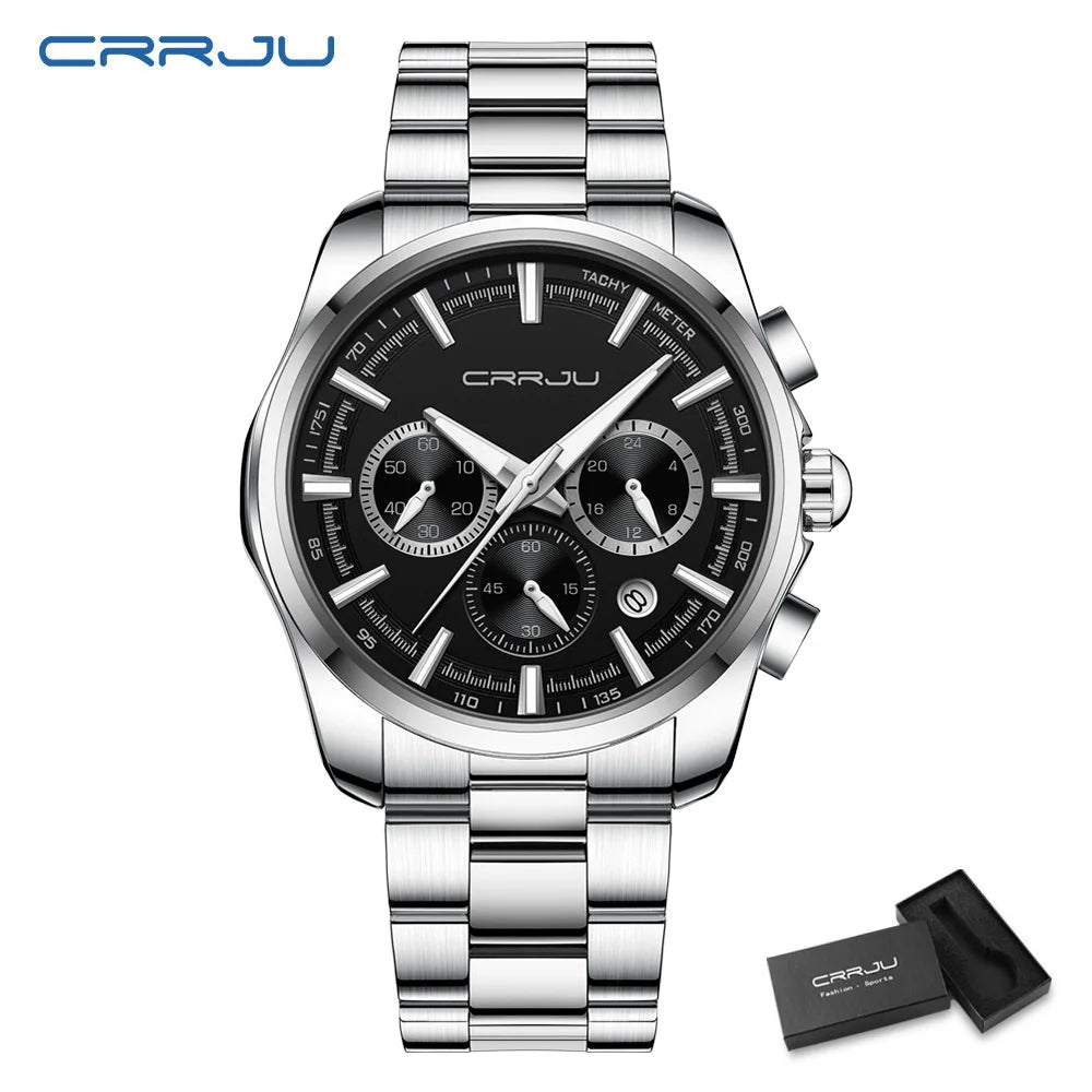 Men Watch Sports Casual Quartz Wristwatches with Chronograph Fashion Stainless Steel Auto Date Clock Male