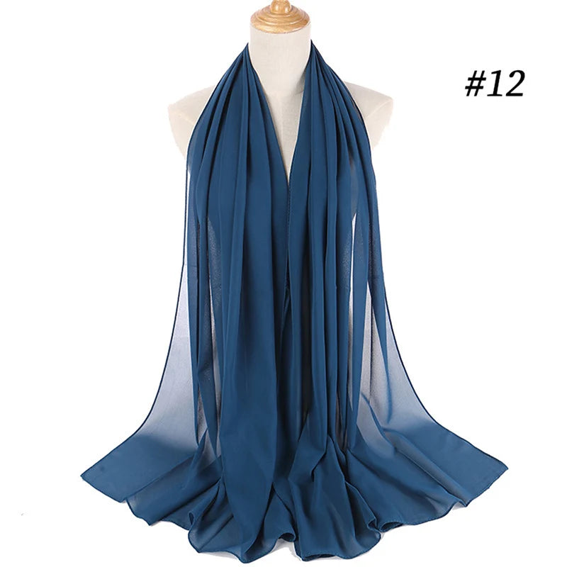 Muslim Chiffon Hijab Women Bubble Chiffon Scarf For Women Ladies Veil Muslim Islam Solid Color Malaysia Wrap Scarves