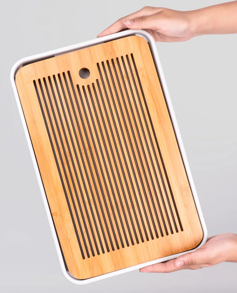 Bamboo Tea Tray Home Living Room Kungfu Tea Set Small Tea Tray Draining Dry Soaking Table Storage Wet And Dry Use