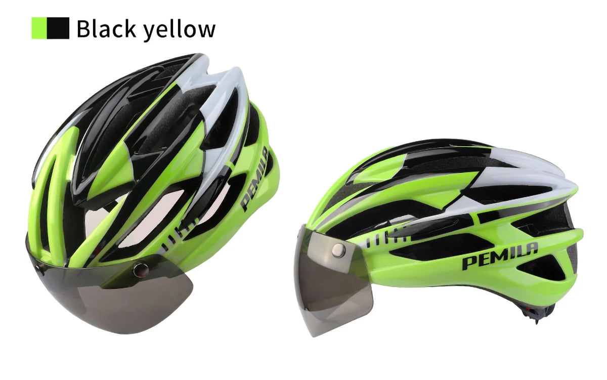 Cycling Helmet With Protective Goggles For Road And Mountain Bike