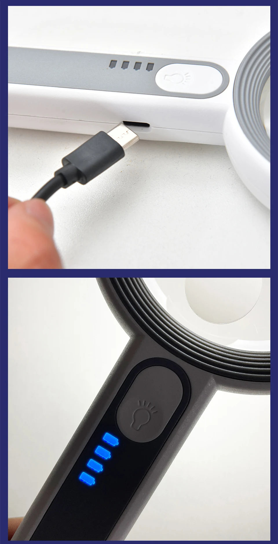 Rechargeable LED Magnifier 5X–12X Handheld with 3 Light Modes