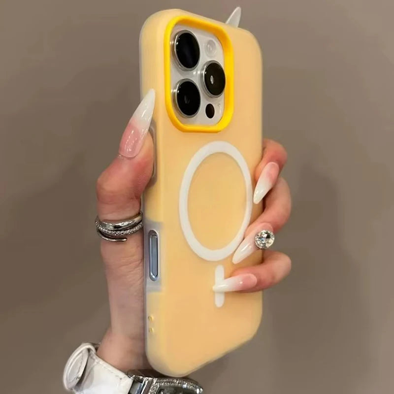 Luxury Candy Color 2 IN 1 Magsafe Case for iPhone 17 16 15 14 Plus 17 Air Wireless Charge Bumper Cover