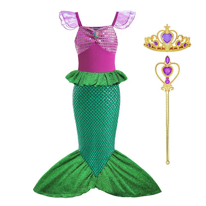 Ariel Little Mermaid Costume Party Dress Halloween Cosplay Princess Ariel Dress Birthday Clothes Disguise