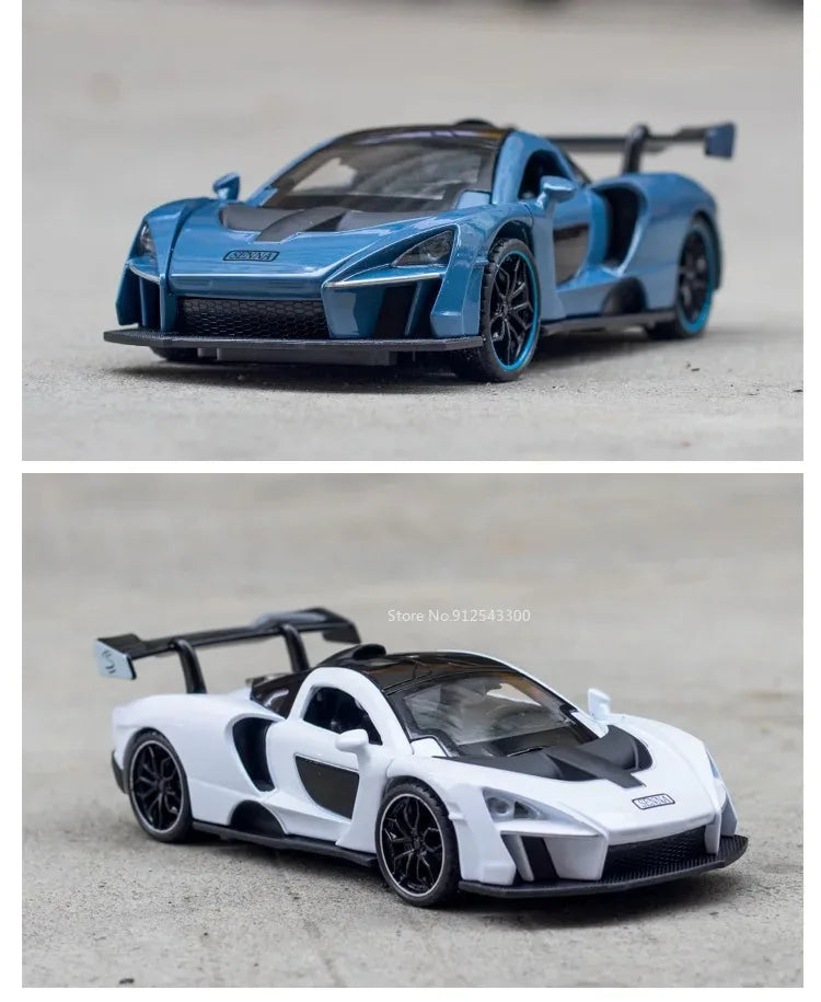 1:32 720S Senna Sports Car Model Toy Doors Opened Metal Die-cast Sound Light Miniature Vehicles Models Boys Collection Gifts