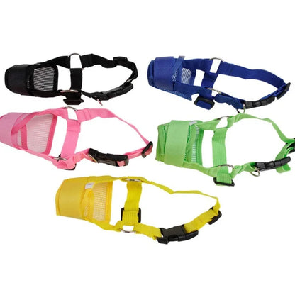 Pet Dog Adjustable Bark Bite Mesh Mouth Muzzle Grooming Anti Stop Chewing for Small Dogs Nylon Belt Dog Accessories Pet Products