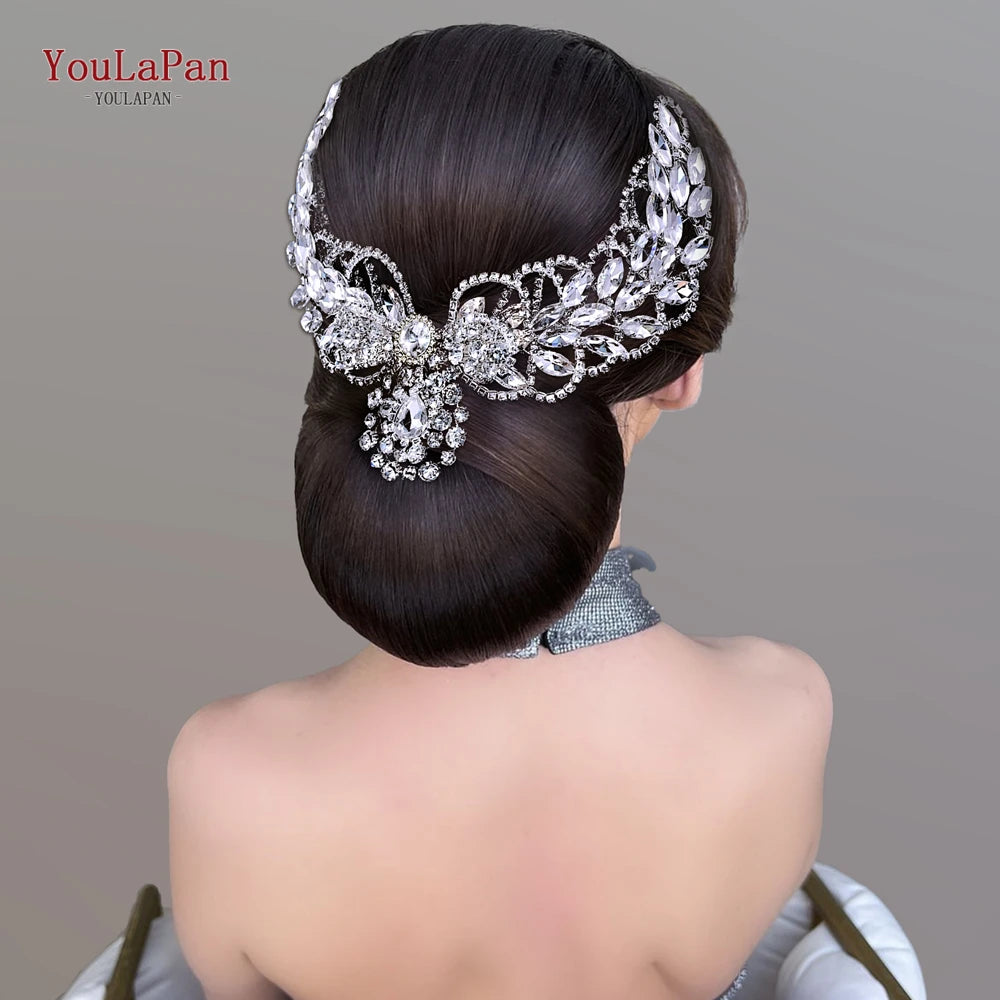 Rhinestone Forehead Bride Headband Women Headdress Bridal Tiara Hair Accessories