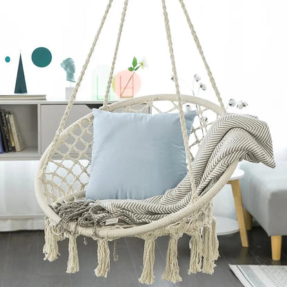 Outdoor Patio Garden Hammocks Hanging Hammock Swing Cotton Rope Chair Non-Iron Stand Indoor Camping Outdoor Furniture