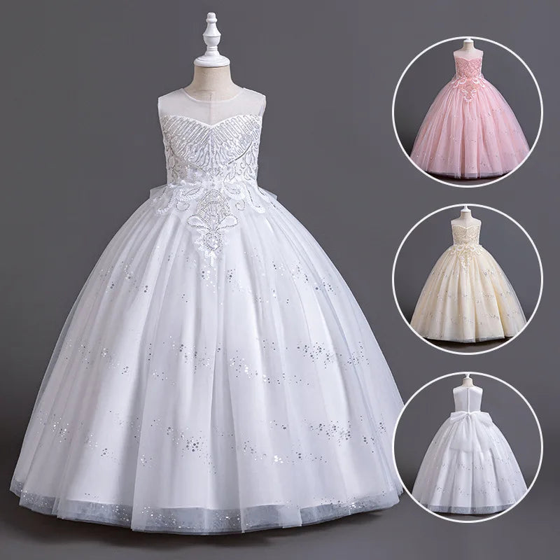 Christmas Girls Princess Ball Gown Fluffy Tulle Birthday Dress for Flower Girl Wedding Pageant Holiday Party Dress