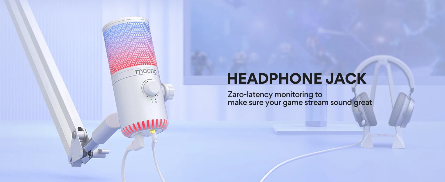 DM30 RGB USB Microphone RGB Gaming Microphone Computer Mic USB Gaming Mic with Mic Gain and RGB Lighting for PC, Phone