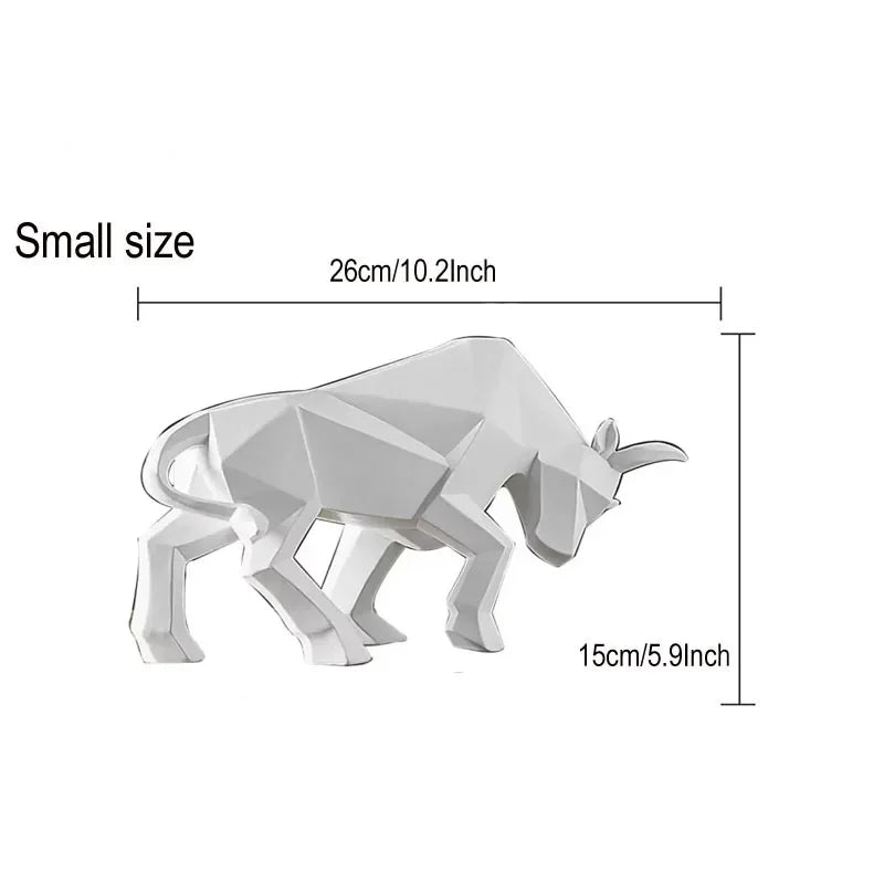 Geometric Resin Bull Statue Bison Sculpture Decoration Abstract Animal Figurine Room Desk Home Decoration Gift